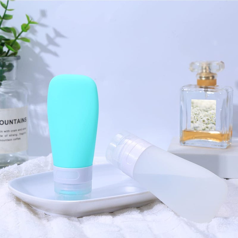 LUFEVRM 2 Pcs Silicone Travel Bottles,3oz Leak Proof Refillable Squeeze Containers with Transparent Carry Bag,Small Empty Travel Size Bottles for Shampoo,Conditioner,Lotion,Toiletries - Image 5